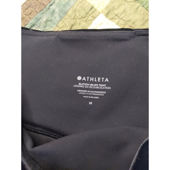 Athleta Elation Velvet Tight Black High Rise Yoga Legging Buttery Soft M - Picture 3 of 8